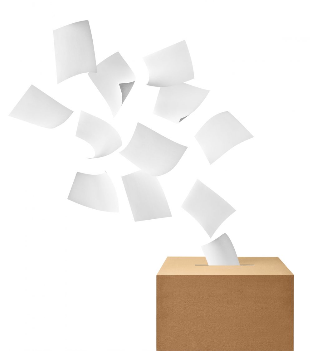 ballot box casting vote election referendum politics elect woman female democracy hand voter flying air